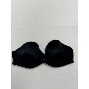 Sweet Nothings Womens Black Strapless Bra Rhinestone Detail Padded Underwire